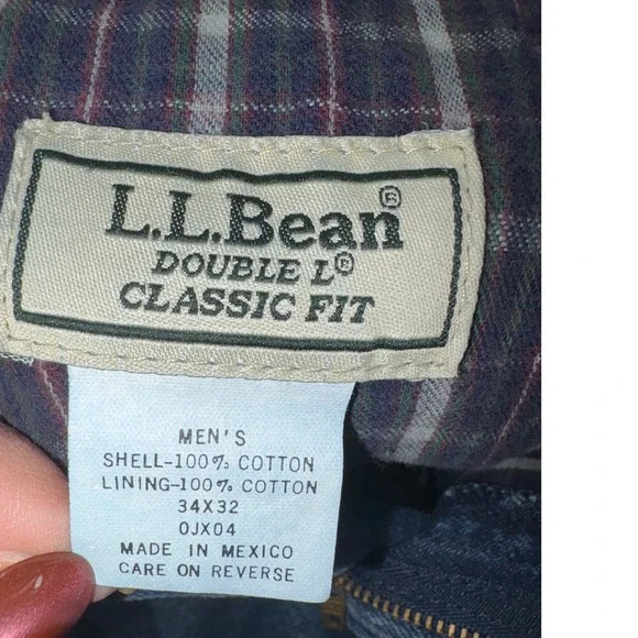 LL Bean Double L Classic Fit Flannel Lined Jeans Mens 32x32 Blue Denim Straight - Picture 4 of 12